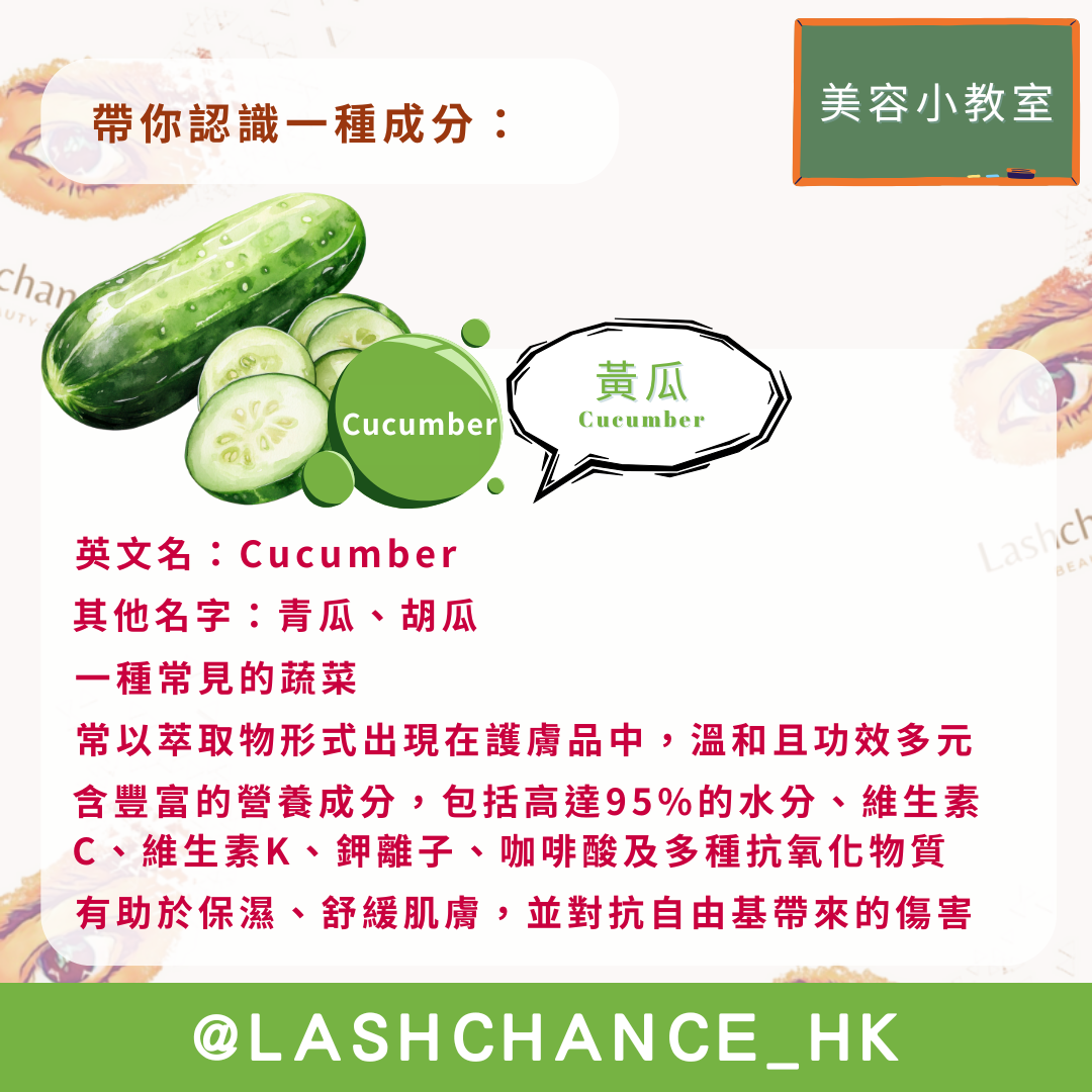 美容小教室 帶你認識一種成分：黃瓜